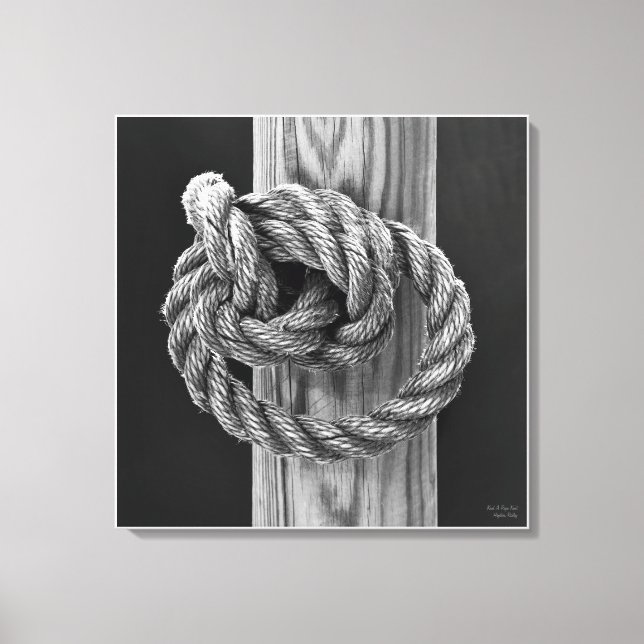 Knot A Rope Knot, fine art black and white Canvas Print (Front)