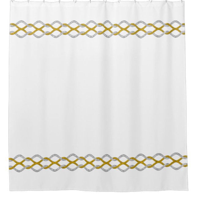 Knot Border - gold silver + your back Shower Curtain (Front)