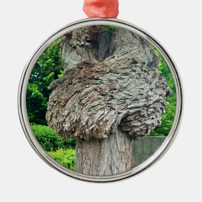 Knot on Tree Trunk, Knar, Nature Green Metal Tree Decoration (Front)