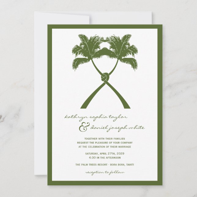 Knot Palm Trees Beach Tropical Wedding Modern Chic Invitation (Front)