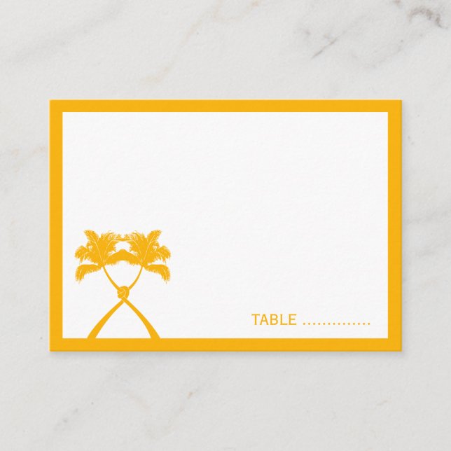 Knot Palm Trees Beach Tropical Wedding Modern Chic Place Card (Front)