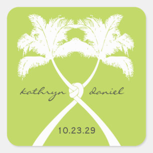 Knot Palm Trees Beach Tropical Wedding Modern Chic Square Sticker