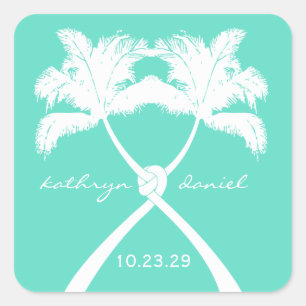 Knot Palm Trees Beach Tropical Wedding Modern Chic Square Sticker