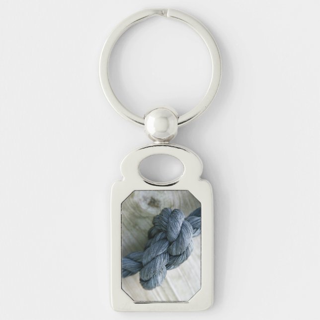 Knot Photo Rectangle Metal Keychain (Front)
