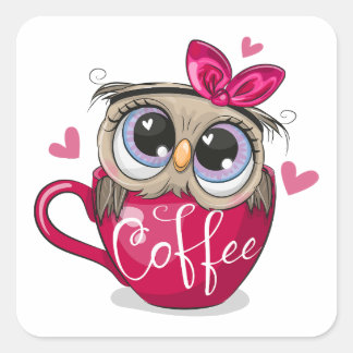 Knot sits in a cup of coffee square sticker