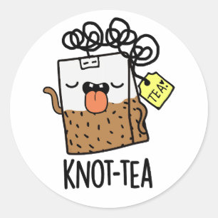 Knot-tea Funny Tea Pun Classic Round Sticker