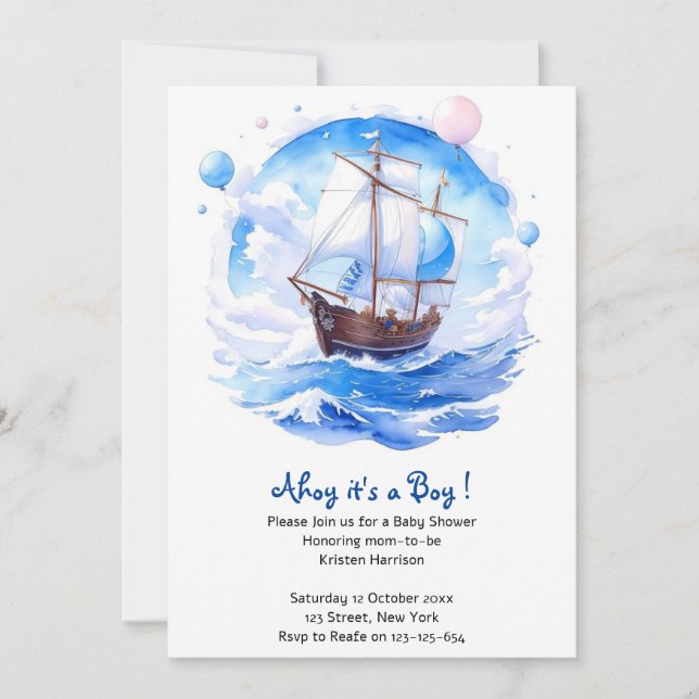 Knots of Love: Nautical Theme Boy Baby Shower Invitation (Front)