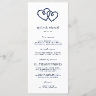 Knotted Hearts Wedding Menu Card