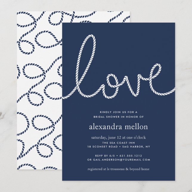 Knotted Love Bridal Shower Invitation (Front/Back)