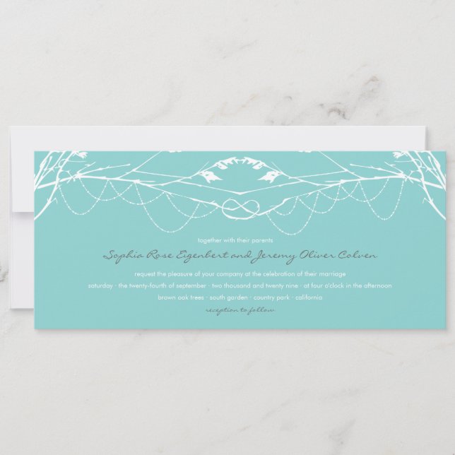 Knotted Love Trees Branch Wedding Invitation Card (Front)
