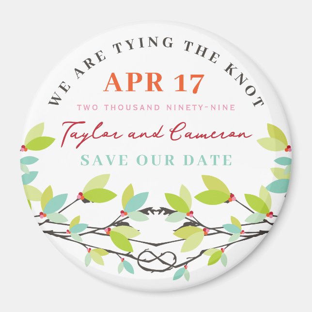 Knotted Love Trees Spring Wedding Save The Date Magnet (Front)