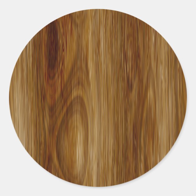 Knotted Oak Woodgrain Look Classic Round Sticker (Front)