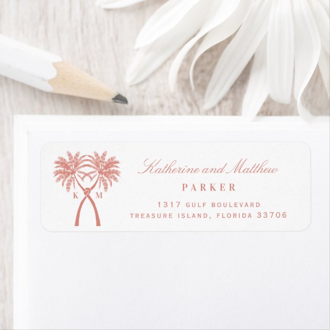 Knotted Palm Trees Tropical Beach Wedding Address (Insitu)