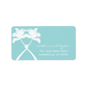 Knotted Palm Trees Tropical Beach Wedding Address Label