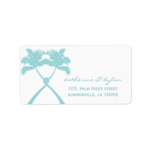 Knotted Palm Trees Tropical Beach Wedding Address Label