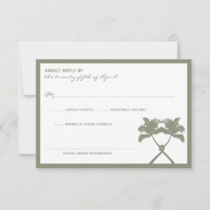 Knotted Palm Trees Tropical Destination Wedding RSVP Card