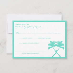 Knotted Palm Trees Tropical  Destination Wedding RSVP Card