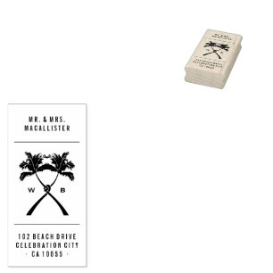 Knotted Palm Trees Tropical Destination Wedding Rubber Stamp
