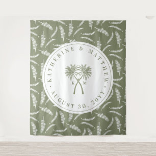 Knotted Palm Trees Tropical Destination Wedding Tapestry