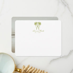 Knotted Palm Trees Tropical Destination Wedding Thank You Card