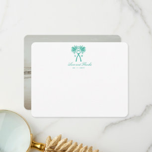 Knotted Palm Trees Tropical Destination Wedding Thank You Card