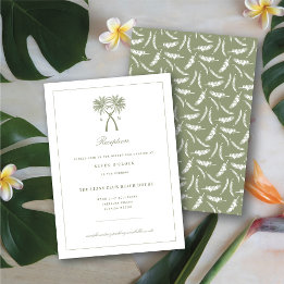 Knotted Palm Trees Tropical Wedding Reception Card