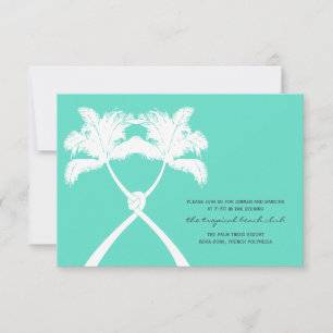 Knotted Palm Trees Tropical Wedding Reception Card