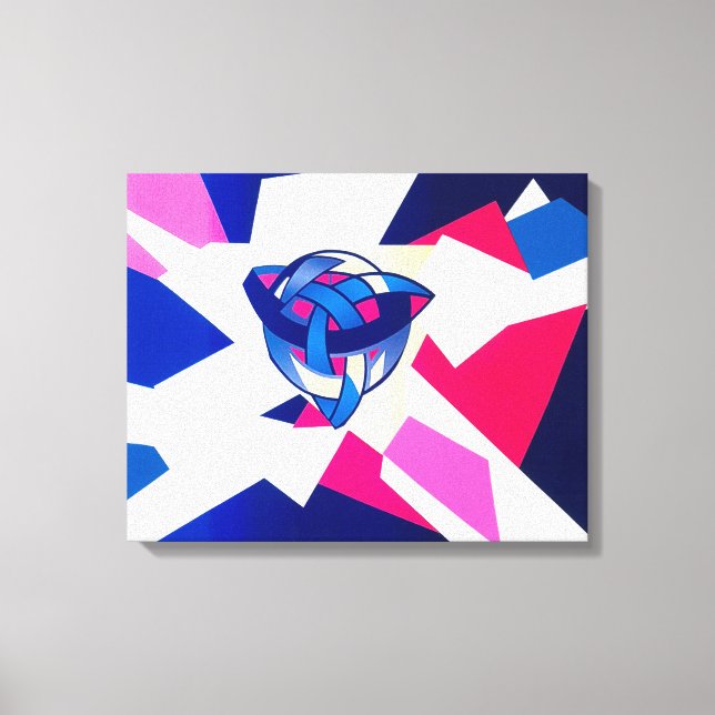 Knotted World Blue Modern Celtic Canvas Print (Front)