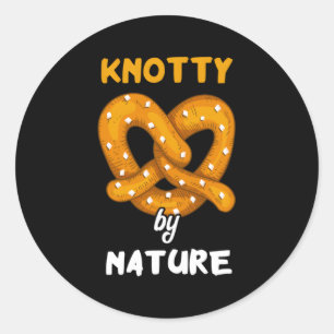 Knotty By Nature Baked Pretzel Pun Salty Snack Classic Round Sticker