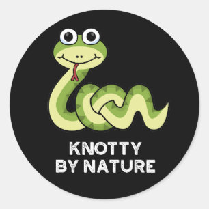 Knotty By Nature Funny Snake Pun Dark BG Classic Round Sticker