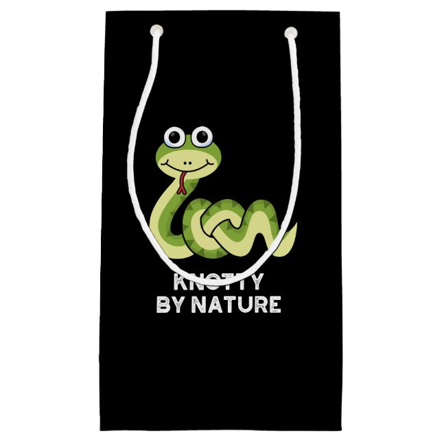 Knotty By Nature Funny Snake Pun Dark BG Small Gift Bag (Front)