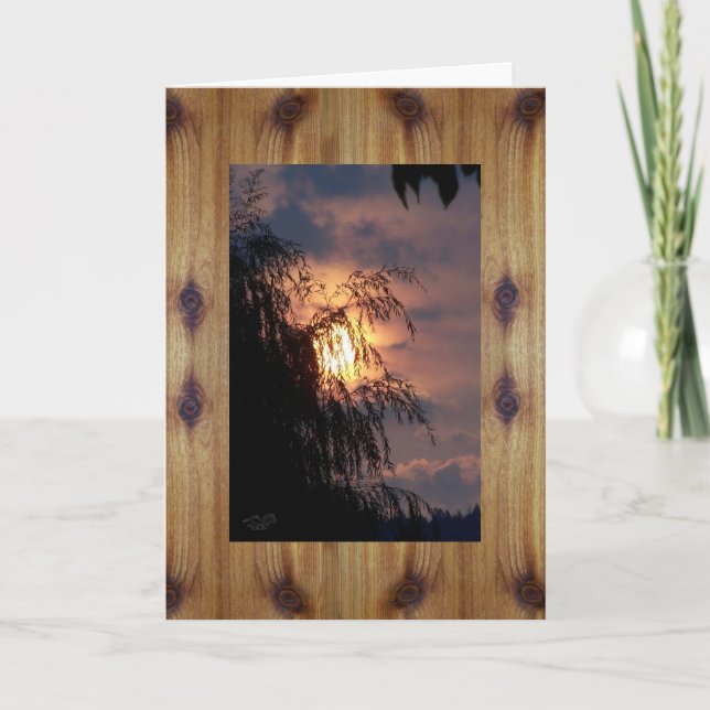 Knotty Cedar Boards & Sunrise Willow Silhouette Card (Front)