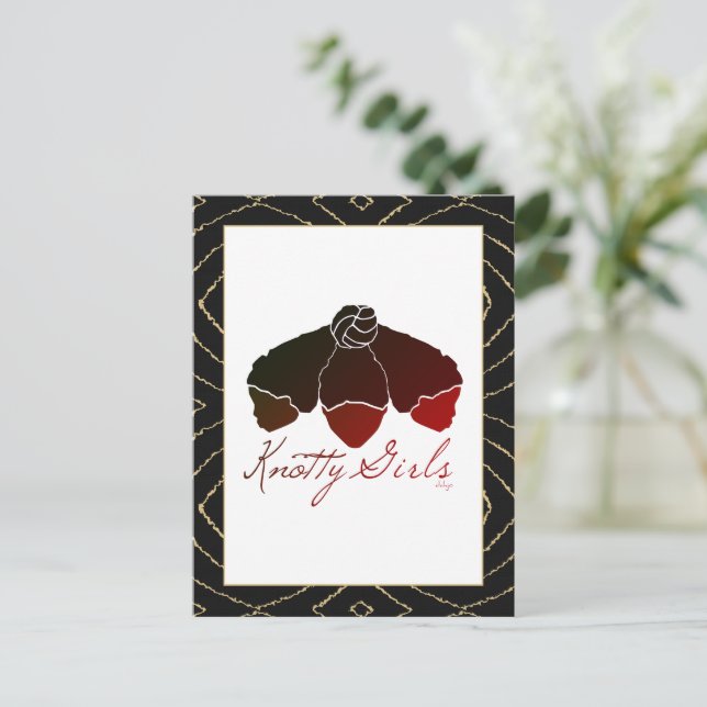 Knotty Girls | 3 Black Girls Knotted Natural Hair Postcard (Standing Front)