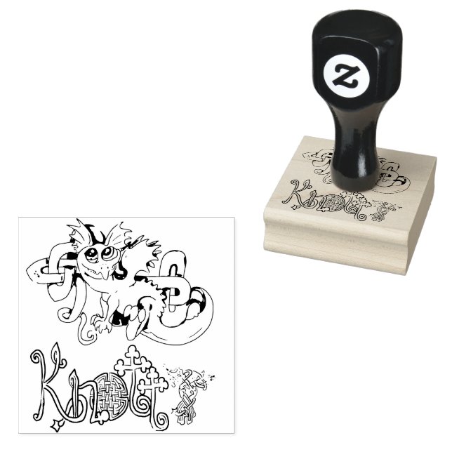 Knotty lil Celtic Knot Dragon Rubber Stamp (Stamped)