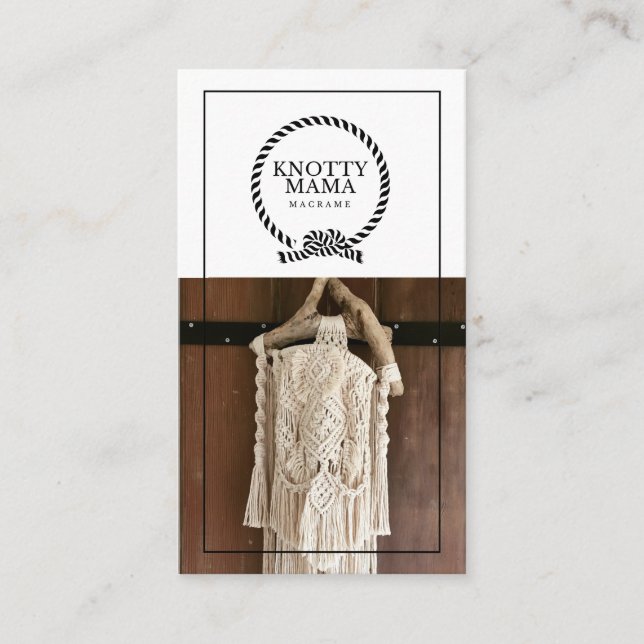Knotty Mama Black Border Business Card (Front)