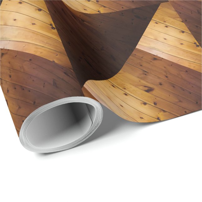 Knotty Pine Wooden Slats Look Wrapping Paper (Roll Corner)