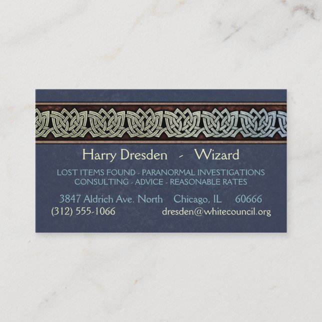 Knotwork Border Business Cards, Style D Business Card (Front)