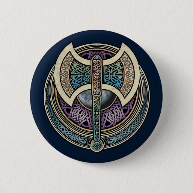 Knotwork Labrys Round Button (Front)
