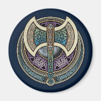 Knotwork Labrys Round Magnet