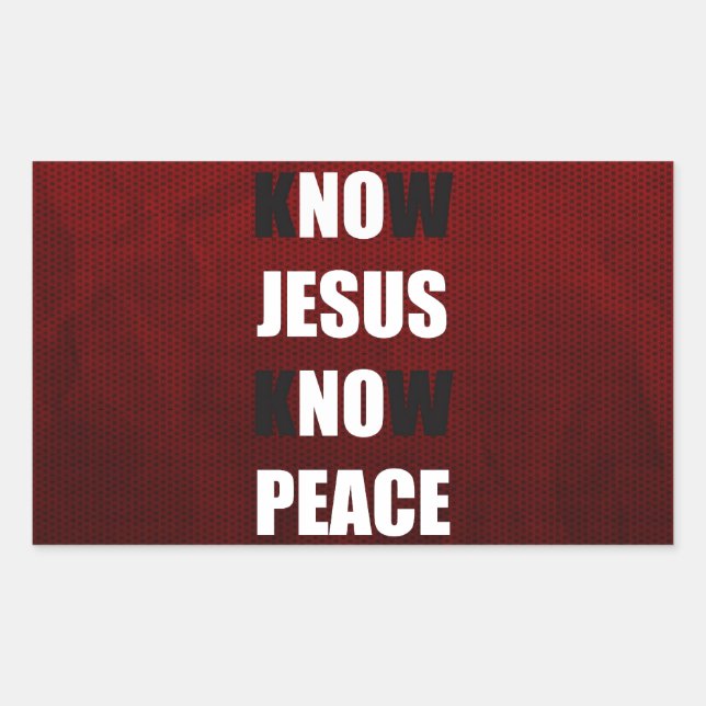 Know Jesus Know Peace Christian Rectangular Sticker (Front)