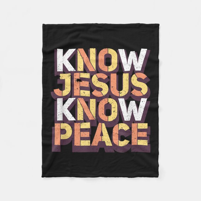 Know Jesus Know Peace Christian Religious Matching Fleece Blanket (Front)