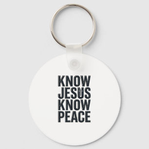 Know Jesus Know Peace Vintage Christian Typography Key Ring