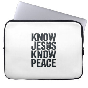 Know Jesus Know Peace Vintage Christian Typography Laptop Sleeve