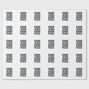 Know Jesus Know Peace Vintage Christian Typography Wrapping Paper