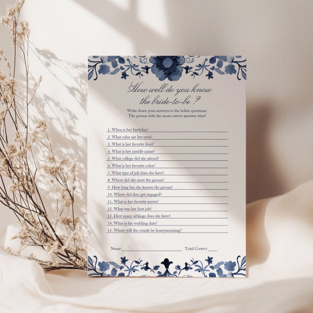 Know the Bride Game | Delft Blue Bridal Shower (Creator Uploaded)