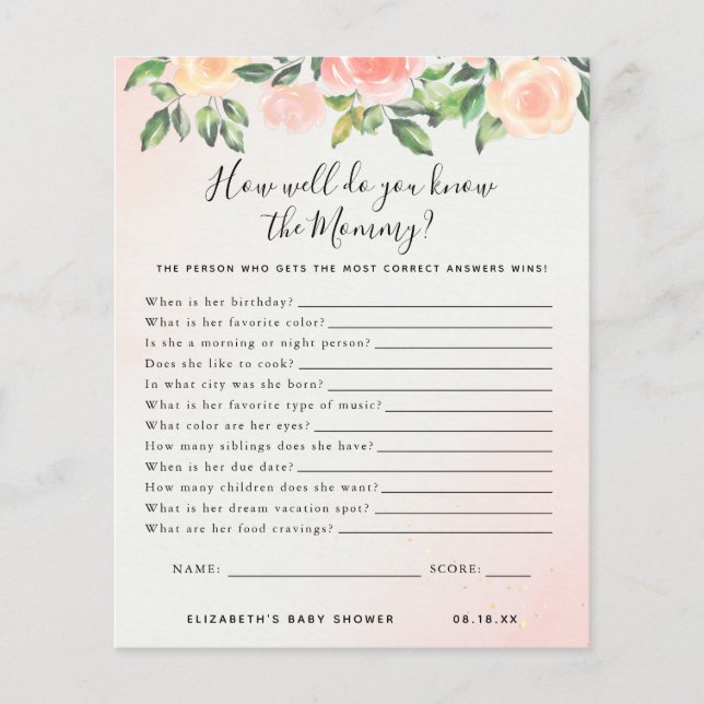 Know The Mummy | Baby Shower Game (Front)