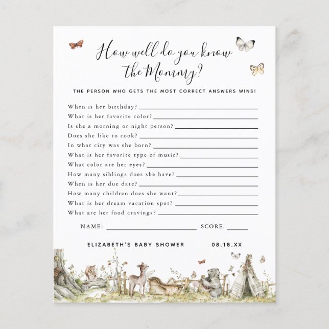 Know The Mummy | Baby Shower Game (Front)