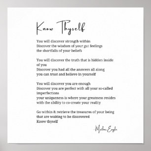 Know thyself inspirational poem poetry wall poster