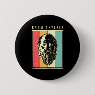 Know Thyself Philosophers Retro Philosophy Tank To 6 Cm Round Badge