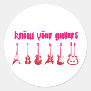 Know Your Guitar - Emo Alternative Grunge Rock Classic Round Sticker